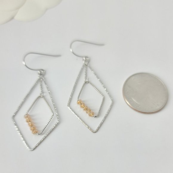 NEW Natural Stone Sterling Silver Wire Earrings - Picture 4 of 4